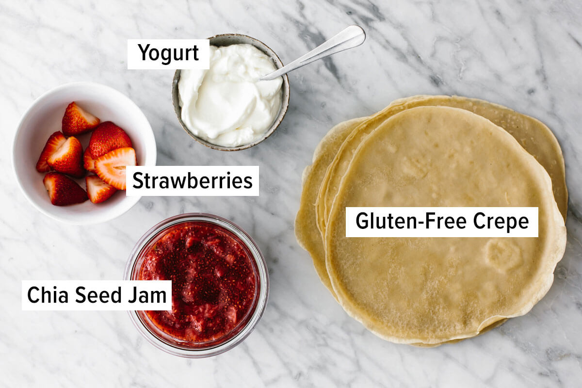 Ingredients for crepes in a budget meal prep