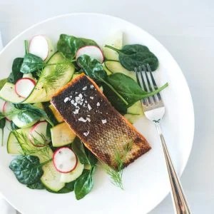 Crispy Skin Salmon with Zucchini Cucumber Salad