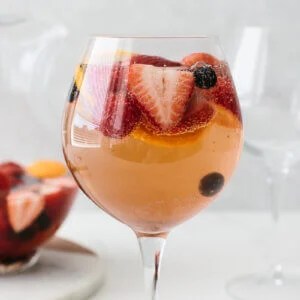 Moscato sangria in glass.