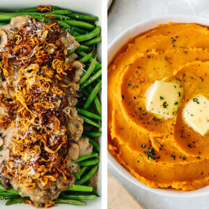 Paleo Thanksgiving recipes with mashed sweet potatoes.