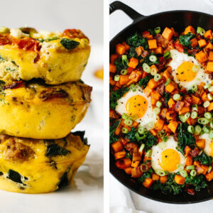 Whole30 breakfast recipes with egg muffins and sweet potato hash